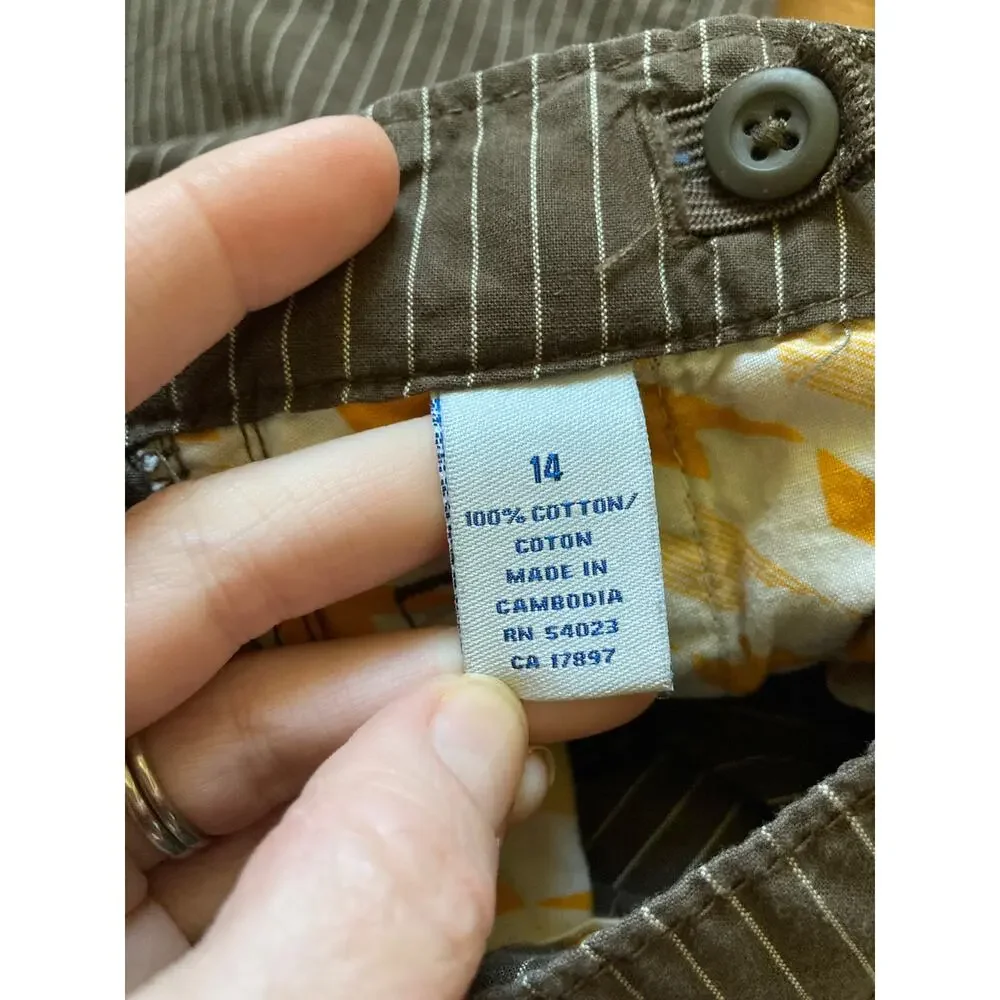 Old Navy Brown Striped Boys Shorts, Size 14